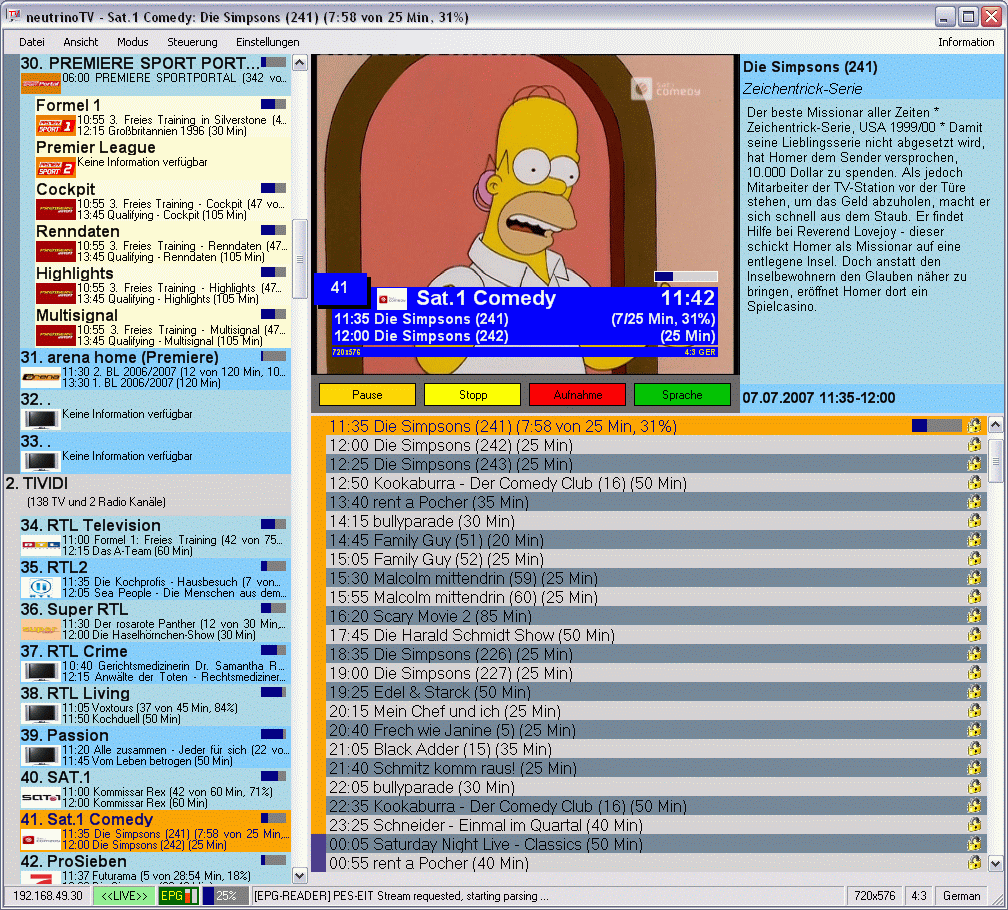 Aktueller Screenshot von neutrinoTV 1.1B2737