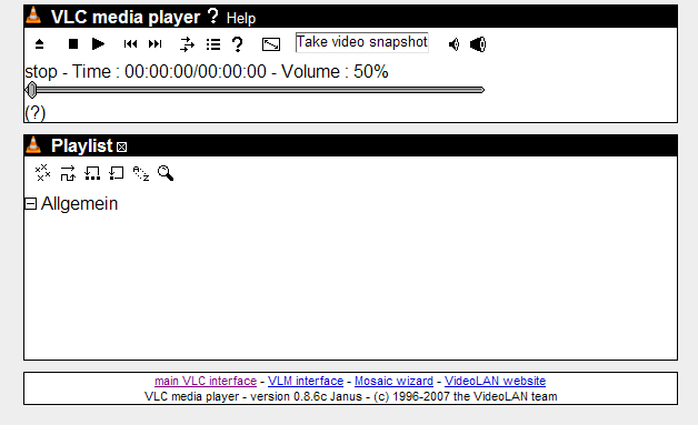 Das VLC-Webinterface von 0.8.6c