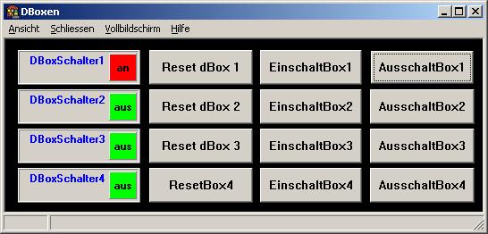 Frontend zum Steuern des Stromschalters für die DBoxen