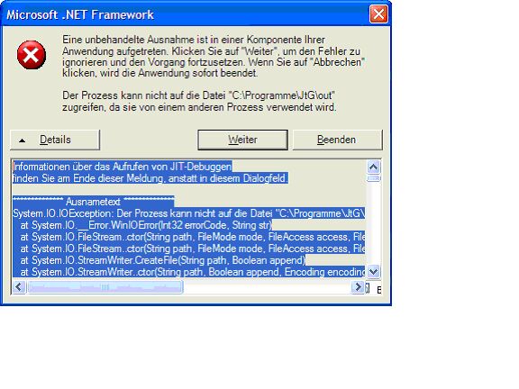 BILD von Fehlermeldung
