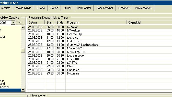 Snapshot mit PRIMACOM Sendungsnamen